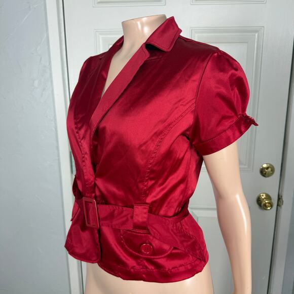 Vintage y2K Ashley International Shirt Top Jacket M Satin Button Coat R3-7 - Picture 2 of 6